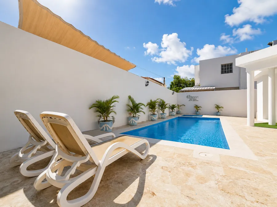 Loungers on the pool terrace