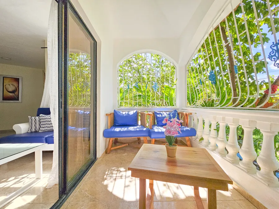 The terrace seen from a bedroom door